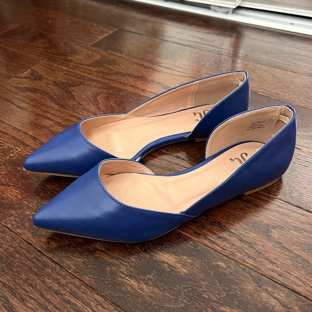 Royal blue ballet flats with pointed toe
